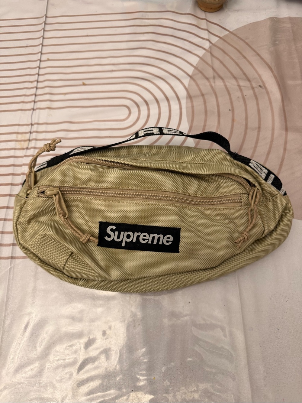 Supreme Tan Waist Bag with Black Logo Patch